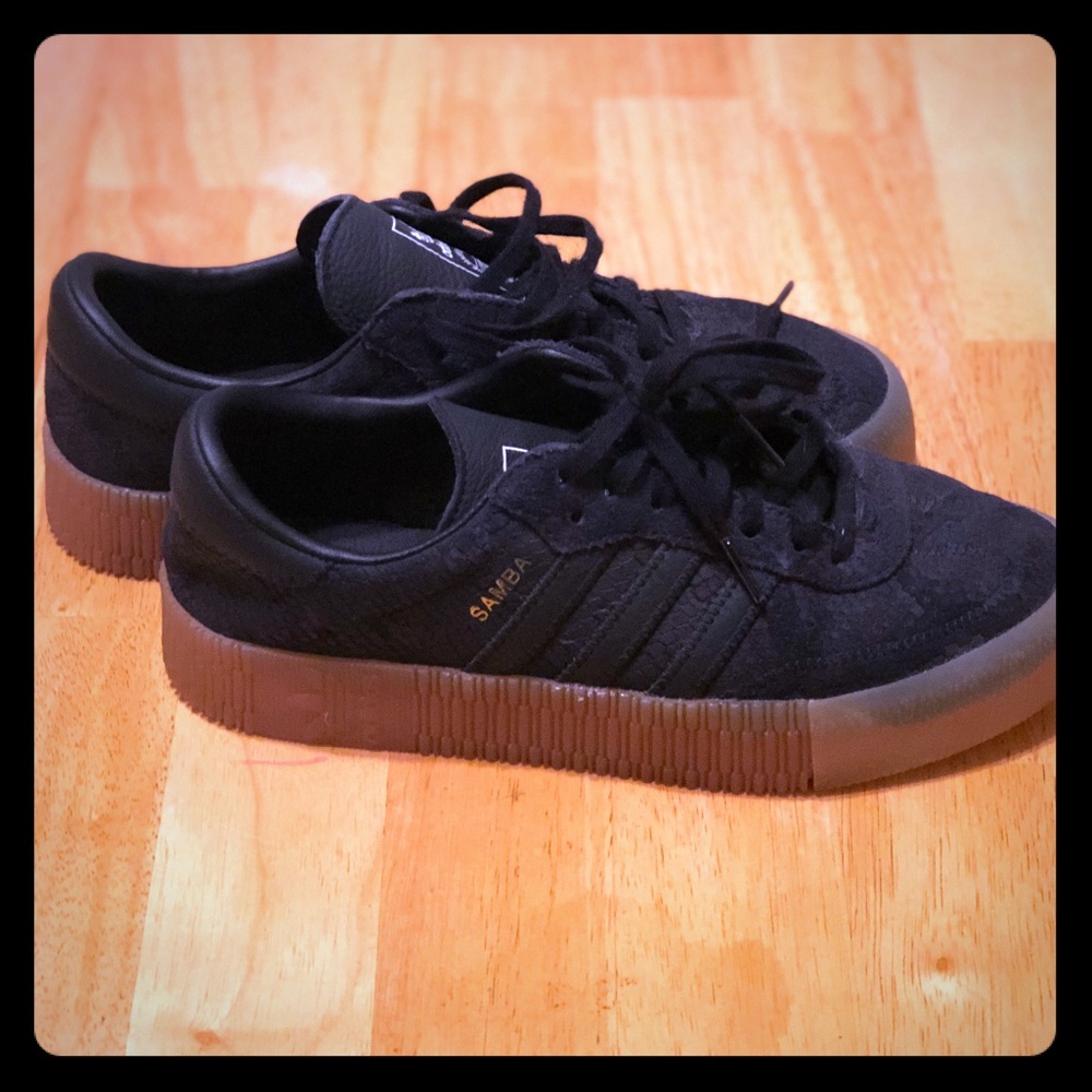 Adidas Black Samba Rose Leather Sneakers